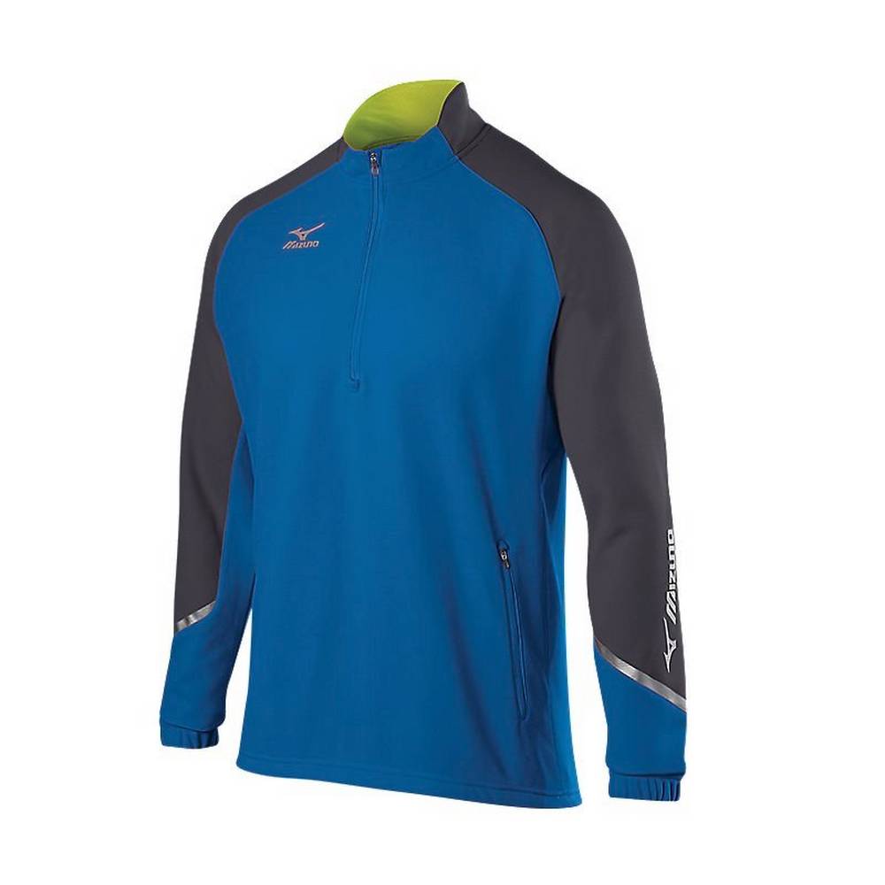 Panske Pulóver Mizuno Elite 1/2 Zip Kráľovská Modrá/Siva Vypredaj KTQU10748